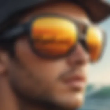 Close-up of high-performance sunglasses showcasing UV protection feature