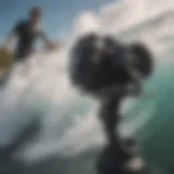 Gimbal stabilizer capturing surfing action