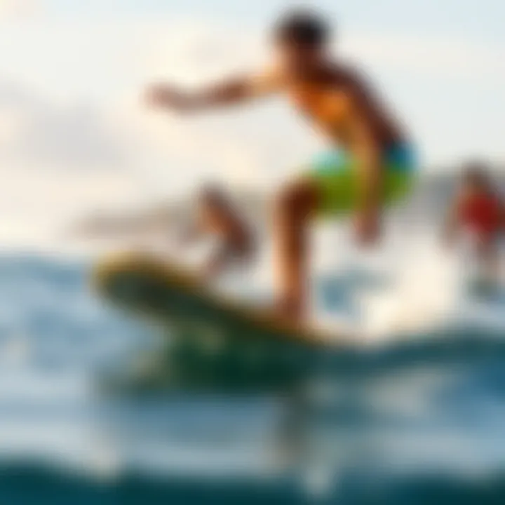 Experience the Thrill of Surfing Surfers riding waves during a lesson