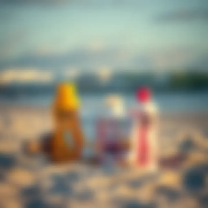 Niche Hair Products on the Beach Alternative hair products displayed on a sandy beach