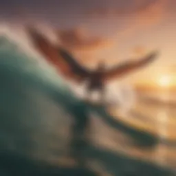 A dynamic view of wings surfing at sunset