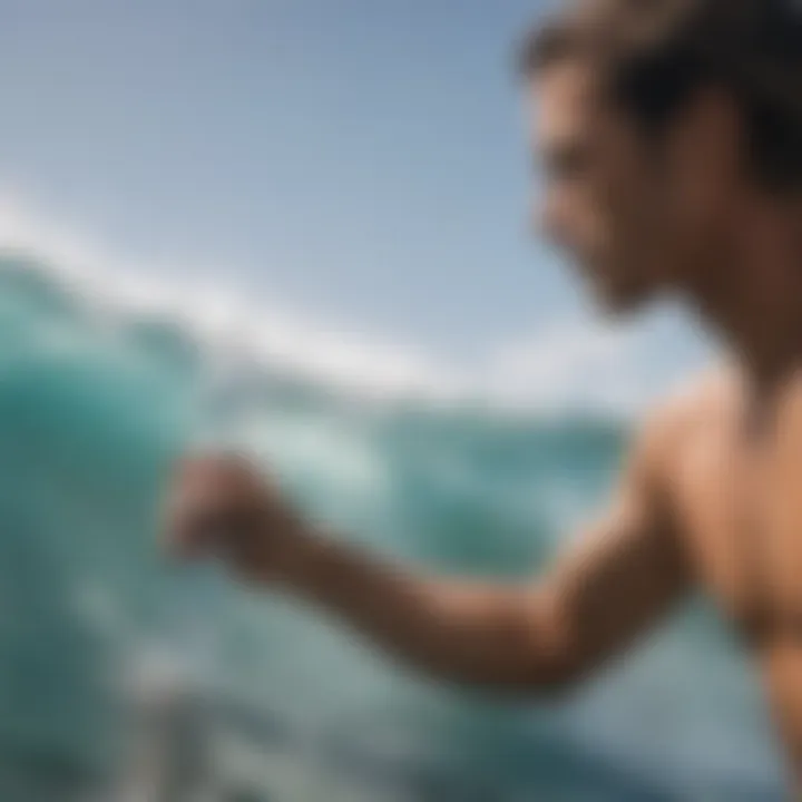 Surfer checking hydration levels in the ocean