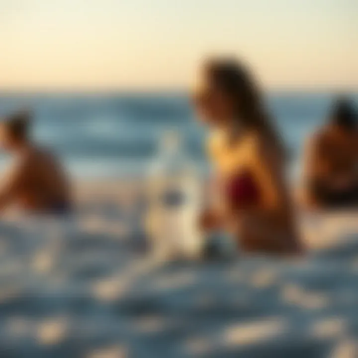 Signs of dehydration illustrated on a beach