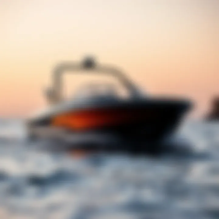 Sleek ATX Surf Boat Design Sleek design of ATX surf boat on the water