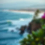 Scenic view of Barra de la Cruz surf camp with waves crashing