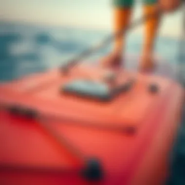 Advanced Battery Technology in Paddle Boarding Close-up of battery technology integrated into a paddle board