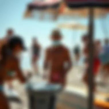 Promoting Cleanliness at the Beach Beachgoers practicing good hygiene and cleanliness