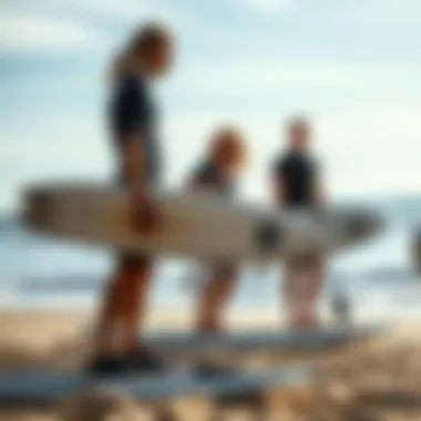 Electric Surfing Enthusiasts at the Beach A serene beach setting showcasing electric surfing enthusiasts