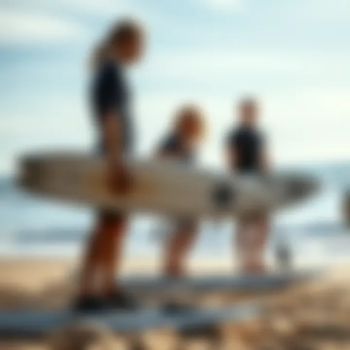 Electric Surfing Enthusiasts at the Beach A serene beach setting showcasing electric surfing enthusiasts