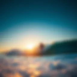 Surfing at sunrise on California beach