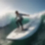 Close-up view of a high-performance wake surfboard designed for larger users