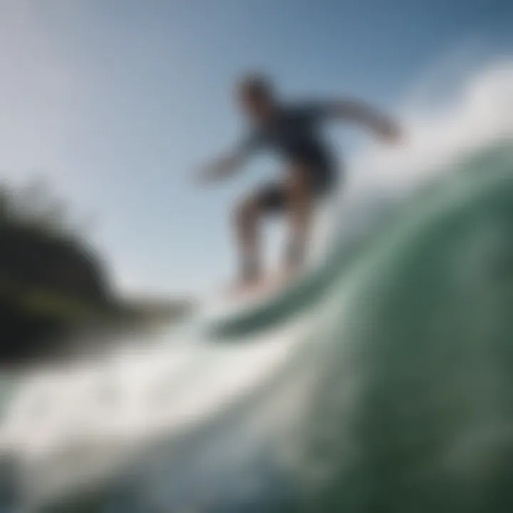 A larger individual successfully riding a wake surfboard on the water