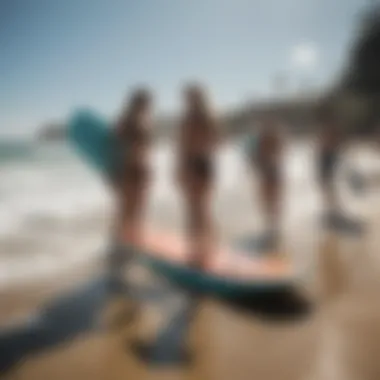 Boogie boarding community enjoying Roxy boards at the beach