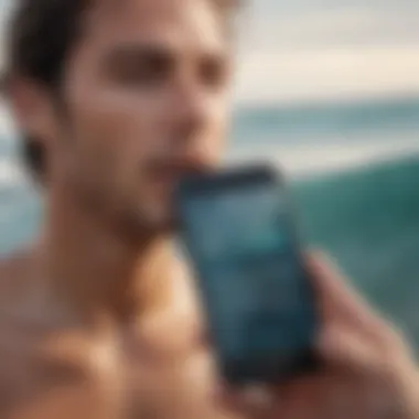 Close-up of breath monitoring app on a smartphone