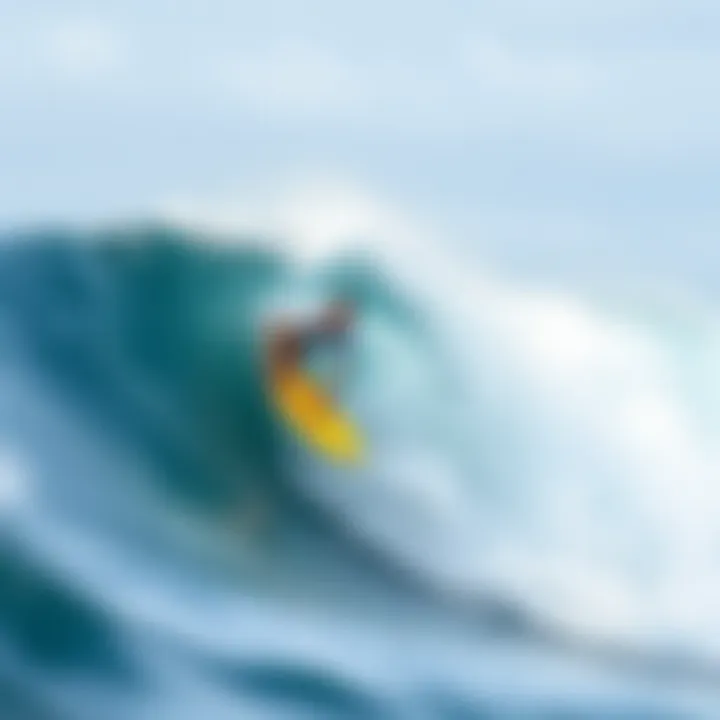 The Thrill of Surfing at Byron Bay Surfer riding a wave at Byron Bay