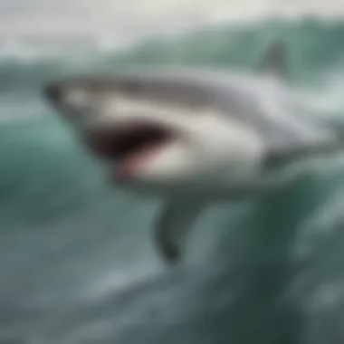 Close-up of the unique coloration of a great white shark