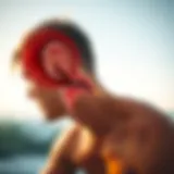 Illustration of the ear anatomy showing exostosis