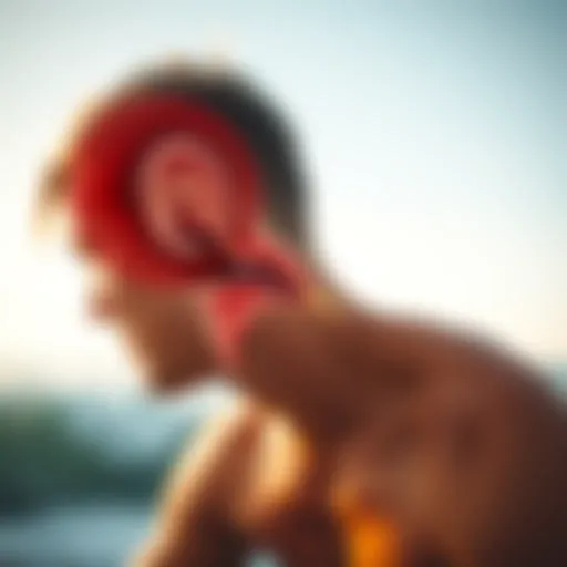 Ear Anatomy Highlighting Surfer's Ear Illustration of the ear anatomy showing exostosis