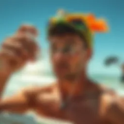 Surfer applying sunscreen on the beach