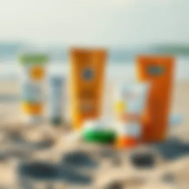 Eco-Conscious Sunscreen Choices Eco-friendly sunscreen options on a sandy surface