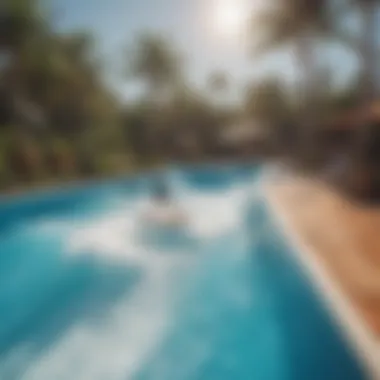 A stunning Flowrider setup at a tropical resort