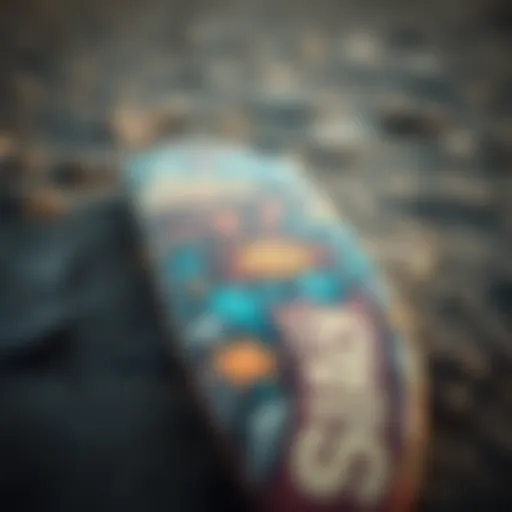 Customized skateboard deck showcasing unique graphics and designs