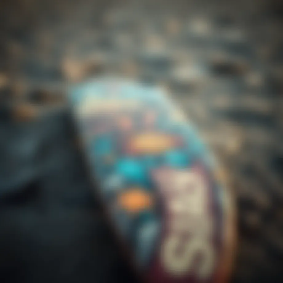 Customized skateboard deck showcasing unique graphics and designs
