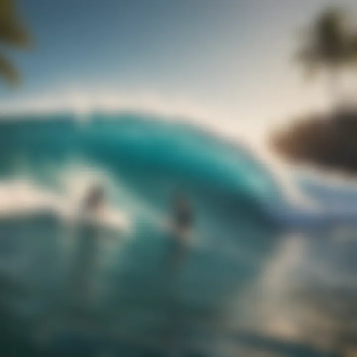 Group surfing lesson in a vibrant ocean