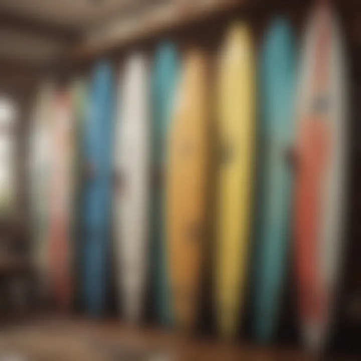 Surfboard collection at a local rental shop