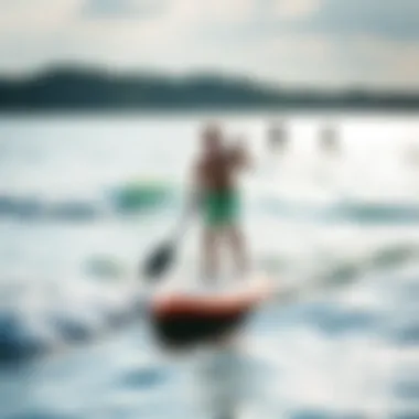 Paddle Boarding in Various Conditions A scenic view of a person paddle boarding in different water conditions