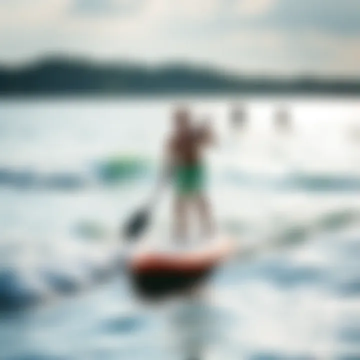 Paddle Boarding in Various Conditions A scenic view of a person paddle boarding in different water conditions