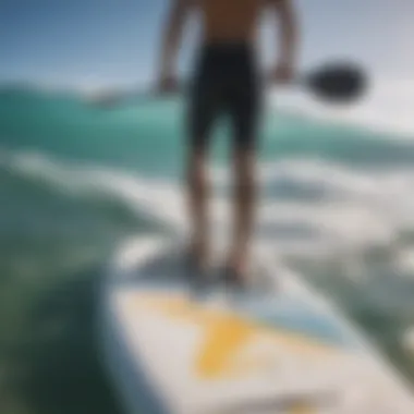 Close-up of a paddle board showing buoyancy