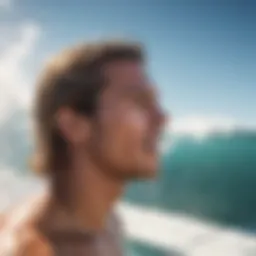 A surfer practicing breath control techniques