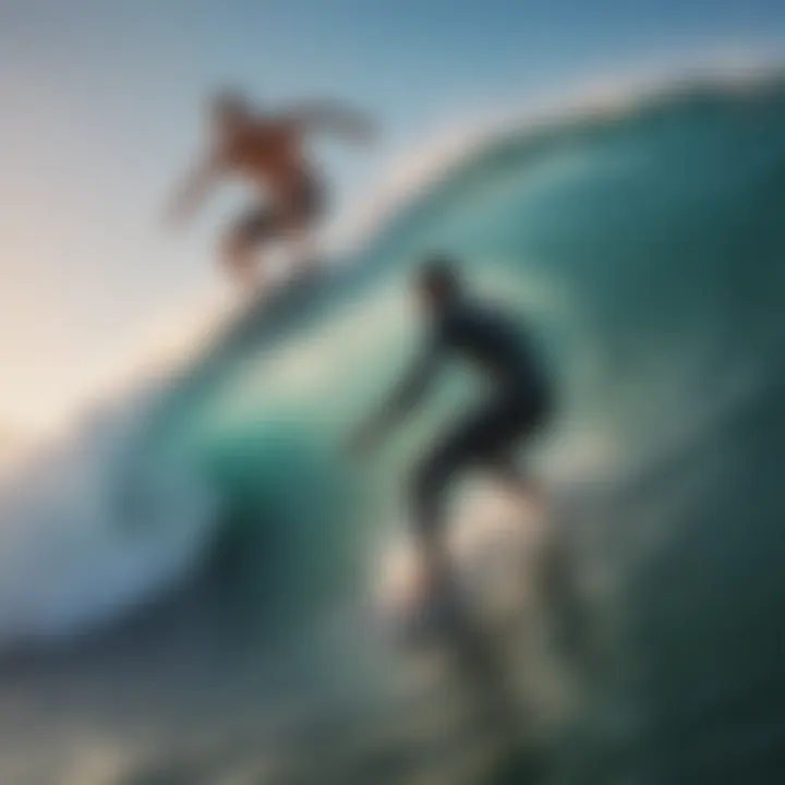 Dynamic surfing scene with stabilized footage