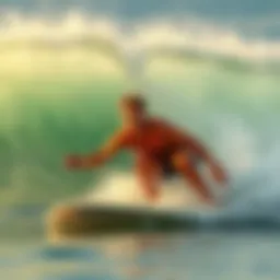 Dynamic ebodyboarding action on a vibrant wave