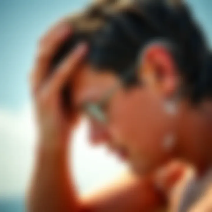 Tilting Head Technique for Ear Water Removal A person tilting their head to one side to drain water from the ear