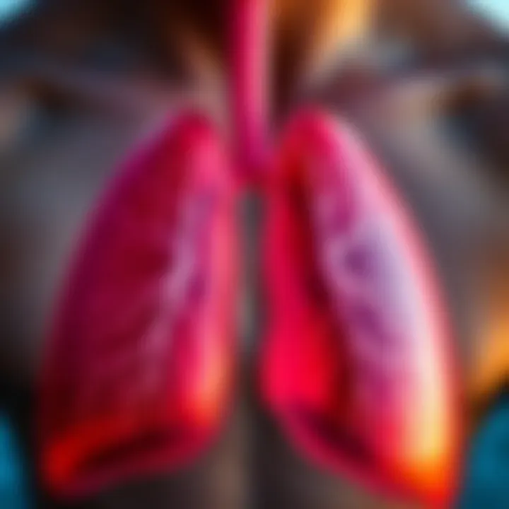 Understanding Lung Capacity and Performance Close-up of lungs with graphical representation of lung capacity