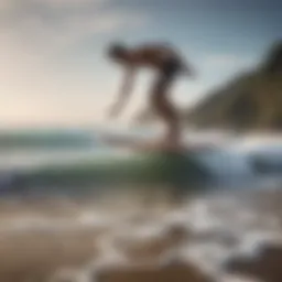 Surfer practicing balance on a balance board