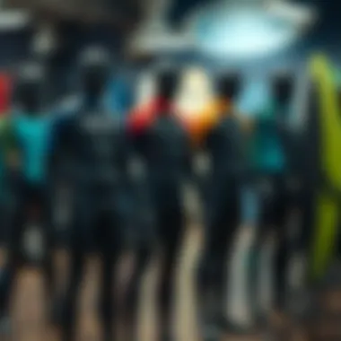 Diverse Wetsuit Designs for Optimal Performance Different wetsuit designs displayed on mannequins to illustrate variety