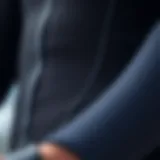 A close-up view of wetsuit material showcasing texture and flexibility
