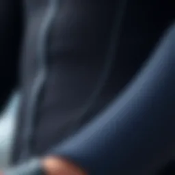 A close-up view of wetsuit material showcasing texture and flexibility