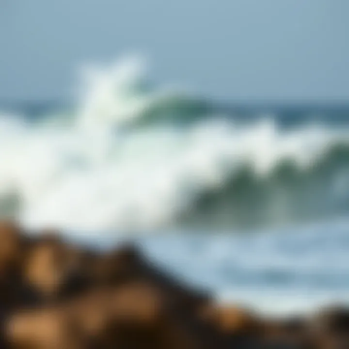 Close-up of waves crashing on rocky shore