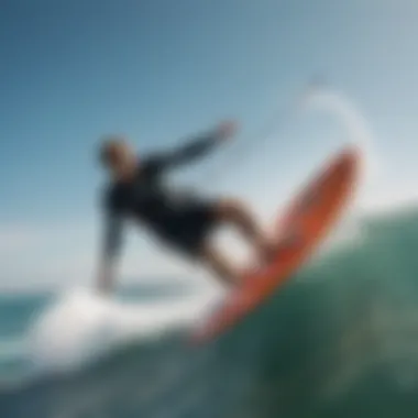 Dynamic view of an Axis Kiteboard gliding over the waves