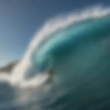 A surfer skillfully navigating a massive wave, showcasing advanced surfing techniques.