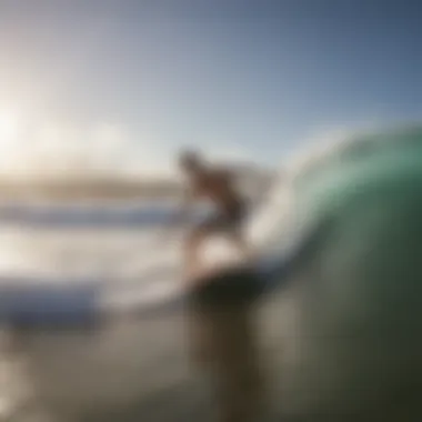 A surfer enjoying waves on a budget boogie board