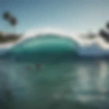 Surfers Enjoying Perfect Waves in a Wave Pool Surfers riding waves in a controlled environment
