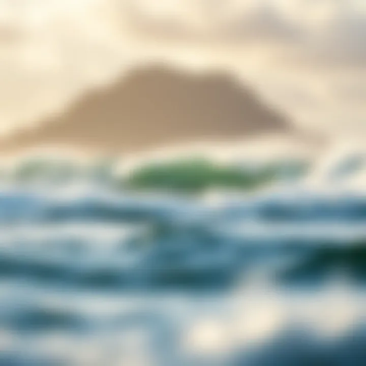 Serene Costa Rican Surf Spot A serene view of a famous Costa Rican surf spot with rolling waves