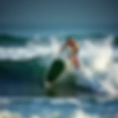 Performance of Dakine Surf Board in Action A Dakine surf board in action on the waves, demonstrating performance and agility