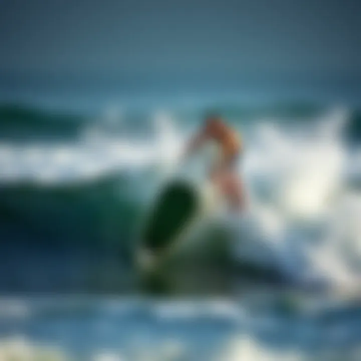 Performance of Dakine Surf Board in Action A Dakine surf board in action on the waves, demonstrating performance and agility