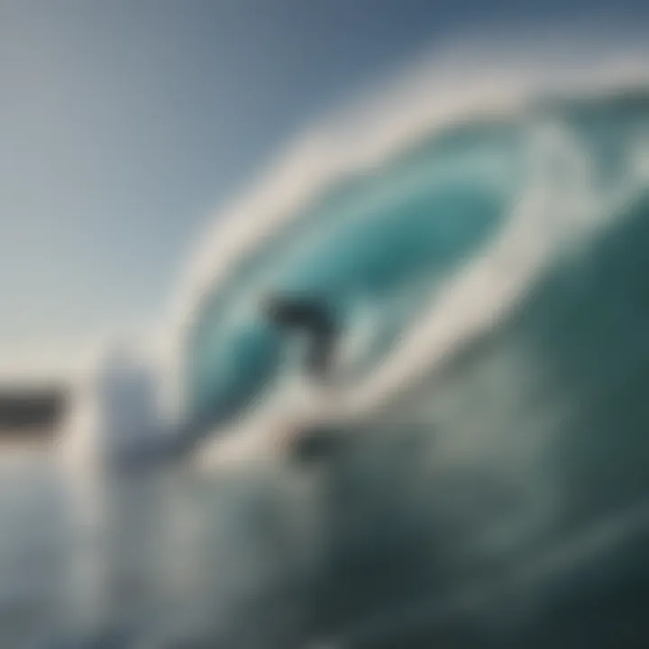 A surfer navigating through large waves, demonstrating skill and technique.